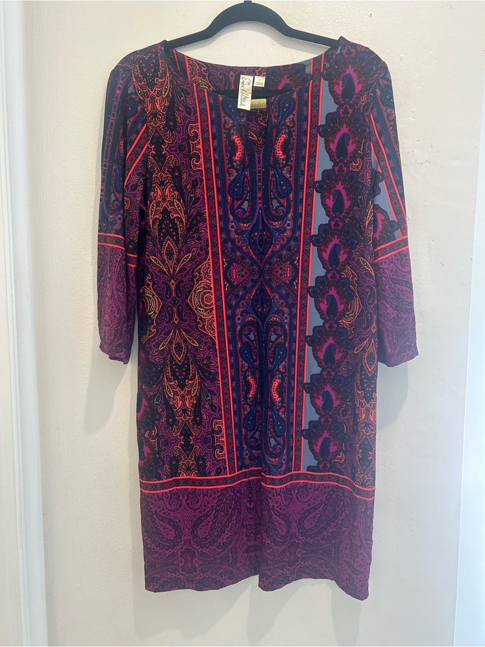 Emma & Michele Purple and Pink Paisley Shift Dress
